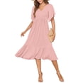 thumbnail image 1 of Vestido AUSELILY para mujer, cuello en V, manga corta, color rosa S, 1 of 6