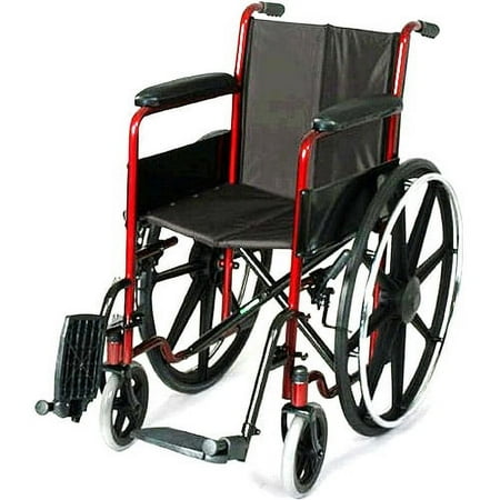 Wheelchair 16" Fixed Arm Swingaway Footrest Burgundy Standard Adult 1/EA