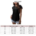 thumbnail image 3 of Camiseta de manga con volantes para mujer, cuello redondo, blusa informal holgada de color puro para verano, negro S, 3 of 3