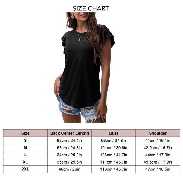 Camiseta de color puro para mujer, camiseta de manga corta con volantes para mujer, blusa con mangas cortas con volantes para mujer, blusa con mangas con volantes para mujer, tecnología innovadora