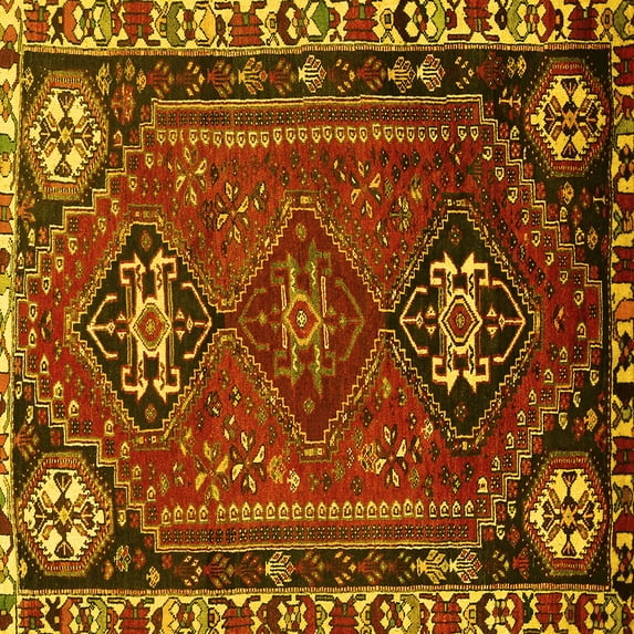 Ahgly Company Indoor Square Persian Yellow Traditional Area Rugs, 6' Square