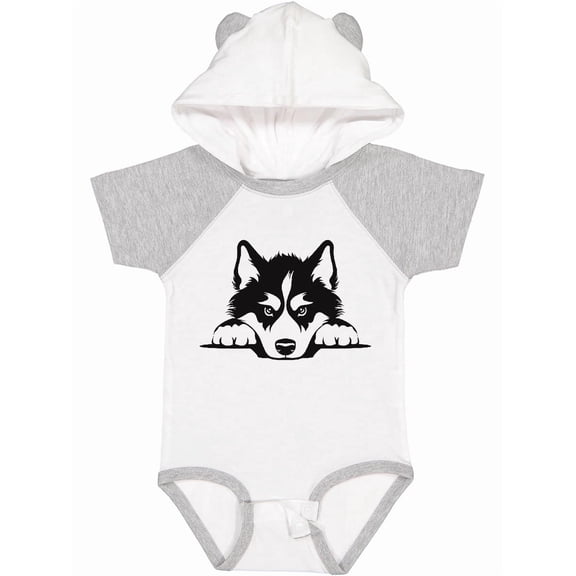Inktastic Peeking Siberian Husky Boys or Girls Baby Bodysuit