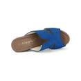 thumbnail image 4 of BLISSFUL STEP Women's Faux Suede Platform High Block Heel Slides Sandals Deep Blue 7, 4 of 7