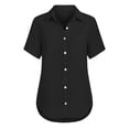 thumbnail image 5 of Women's Summer Short Sleeve Button Up Shirt Tops Blouses Tunic Plaid Pattern Loose Fit Flared Hem Casual Daily Wear Business Office Vacation Fashion Essential Gift for Women, 5 of 7