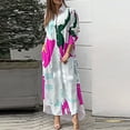 thumbnail image 1 of EGNMCR Robes de Vacances pour Femmes Robe à Manches Longues à Col Boutonné Décontractée Imprimé Contrasté, 1 of 6