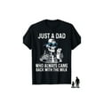 thumbnail image 1 of Camisetas de verano para hombre divertidas "Just a Dad Who Always Back" con camiseta gráfica de algodón negro, camiseta informal de verano con diseño de esqueleto, ropa de verano, camiseta negra, 1 of 6