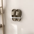 thumbnail image 1 of Wall-Mounted Plastic Slipper and Shoe Storage Rack with Adhesive Mounting, Space-Saving Bathroom and Entryway Organizer, Ventilated Design, White, 1 of 6
