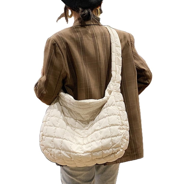 Bolso De Plumón Para Mujer De Otoño E Invierno Bolso A Cuadros De Color Sólido Bolso Bandolera De Gran Capacidad Minnieouse AP007700-01