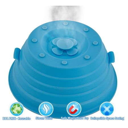 

Magnetic Silicone Microwave Cover Lid - Collapsible Anti-Splatter Moisture Lock Dishwasher Safe Magnetized Space-Saving Plastic-Free Sticks to Top Ideal for Reheating & Steaming