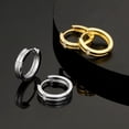 thumbnail image 5 of KRKC&CO Hoop Earrings for Men Black Stripe, S925 Sterling Silver, 14k Gold Plated, Hypoallergenic Earrings Hoop, Hip Hop Street-wear for, 5 of 7