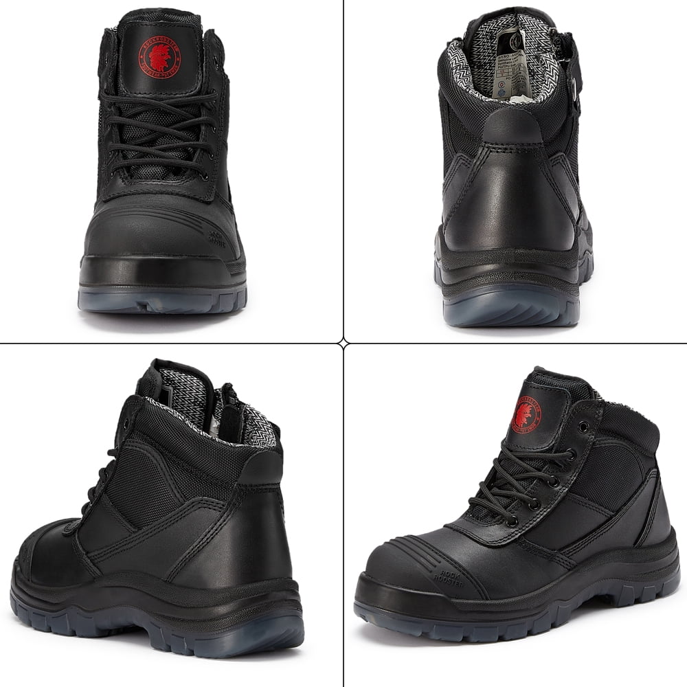 ROCKROOSTER Crisson Men's 6 inch Steel Toe Black Work Boots