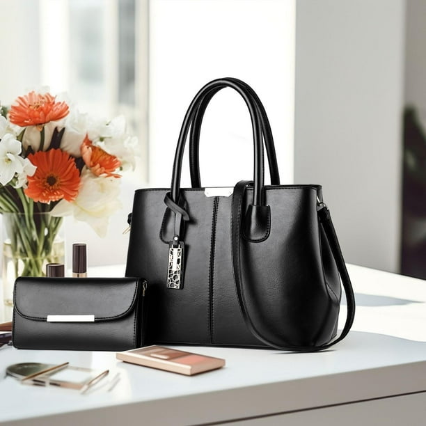 Bolso de mano para mujer conjunto de bolso elegante ligero regalo informal elegante bolso de hombro para mujer bolso cruzado para trabajo fie Negro Walmart en linea