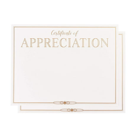 Certificate Papers - 48-Pack Certificate of Appreciation Award Certificates for Teacher, Volunteers, Employees, 180GSM, Gold Foil Print Border, Laser Printer Friendly, 8.5 x 11 (Best Employee Award Certificate)