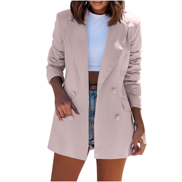 IROINID Veste Blazer pour Femme à Manches Longues, Couleur Unie, Revers en Pointe, Manteau d'Extérieur, Veste Cardigan de Tenue d'Affaires Décontractée