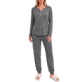 thumbnail image 2 of Fantaslook Womens Pajamas Sets Long Sleeve Matching Lounge Set Fall Travel Outfits Jogger Sweatsuits with Pocket Button Down Sleepwear, 2 of 9
