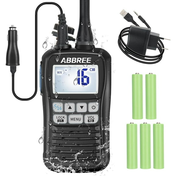 ABBREE Marine Radio VHF Handheld Radio Floating IP67 Waterproof Walkie Talkie NOAA Weather, Black