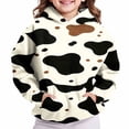 thumbnail image 3 of Xdegoge Tween Girls Cute Cow Print Pullover Hoodie Black Brown Spot Graphic Sweatshirt Casual Long Sleeve Fall Tops for Kids, Size 11-12, 3 of 6