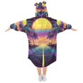 thumbnail image 2 of FORMRS Wearable Blanket Hoodie with Sleeves for Kids Cozy Flannel Sweatshirt, Neon Road, 2 of 7