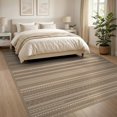 thumbnail image 3 of ODIKA 8'x10' Tan Geometric Striped Pattern Contemporary Washable Area Rug Modern Motif with Dotted Accents and Clean Non-Shedding, Easy Care, for King Size Bedroom Under Bed, Master Suite, 3 of 7