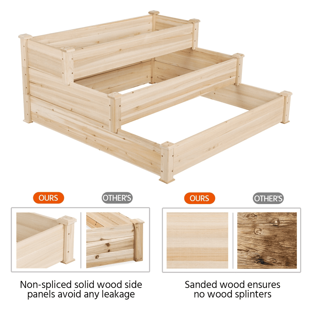 Renwick 3 Tier Raised Garden Bed for Flowers Vegetables, Wood
