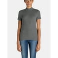thumbnail image 3 of Time and Tru Women's Mock Neck Top with Short Sleeves, 2-Pack, Sizes XS-XXXL, 3 of 6