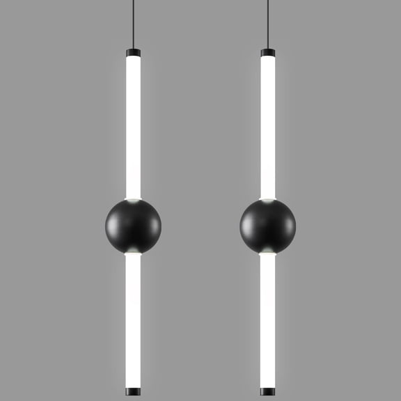 Deyidn 82.67 Inch Modern LED Pendant Light with Dimmable & Height Adjustable Black Ceiling Fixture - 2 Pack ﻿