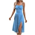 thumbnail image 2 of Busydd Summer Dresses for Women 2026 Trendy Polka Dot Spaghetti Straps Sundress Casual Round Neck Sleeveless Midi Dresses for Women Beach Vacation Slit Womens Dresses L, 2 of 9