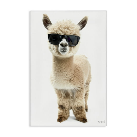 Stupell Industries Cool Alpaca & Glasses Animals & Insects Painting Gallery Wrapped Canvas Art Print Wall Art, 16 x 24