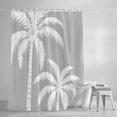 thumbnail image 3 of Gray Palm Tree Shower Curtains for Bathroom, Coastal Tropical Summer Coconut Plants Waterproof Fabric Shower Curtain, Decorative Bathroom Curtain for Bathtub, 72"x72", No Hooks Included, 3 of 9