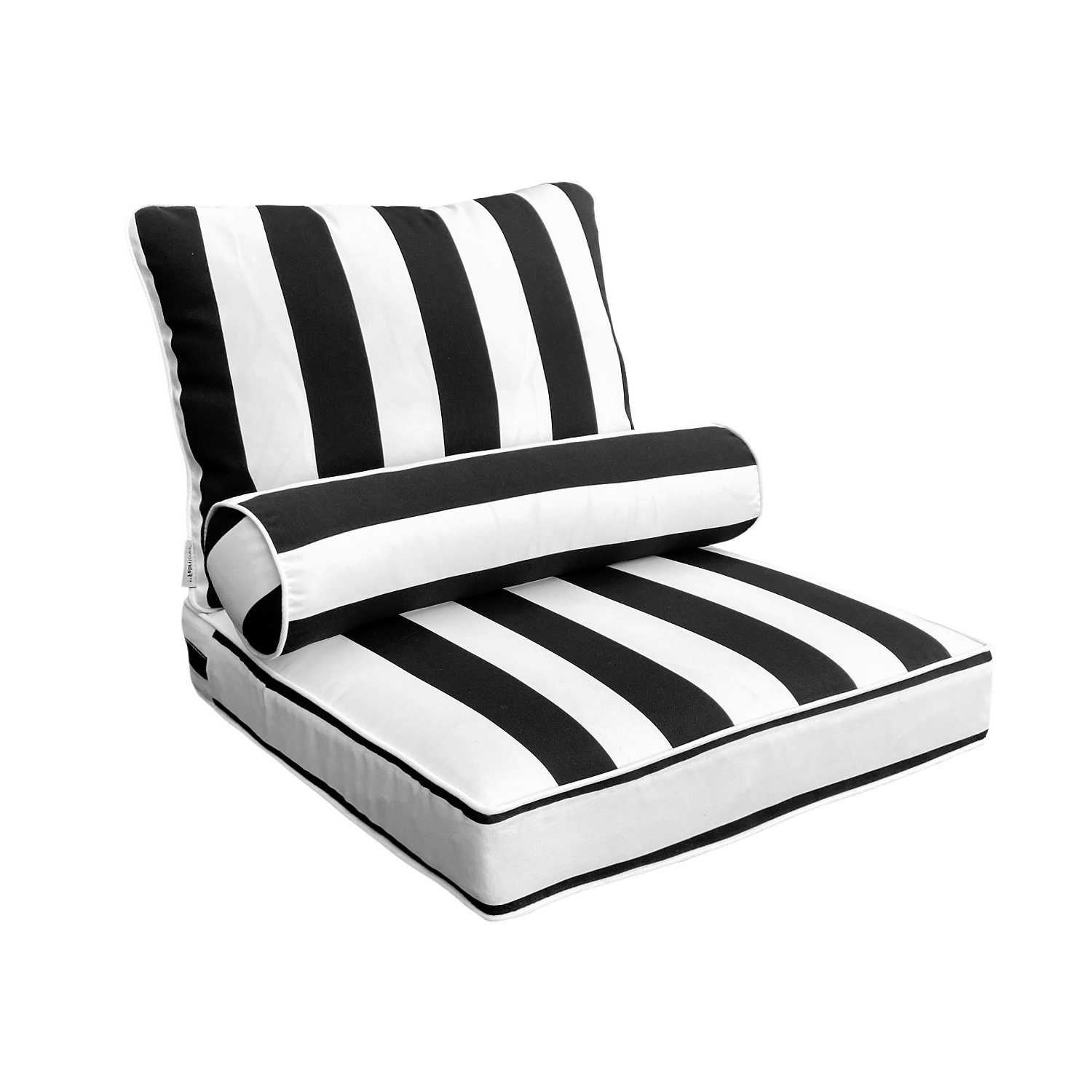 FBTS Prime AllWeather Black Stripe Outdoor Deep Seating Cushion Set