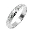 thumbnail image 3 of 14K white gold custom hand engraved Hawaiian queen plumeria scroll band ring 4mm size 14, 3 of 5