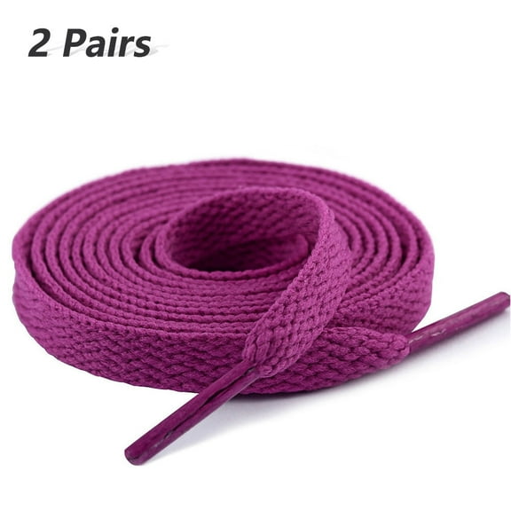2 Pair Flat Shoe Laces for Sneakers, 29 Colors Shoelaces for Sneakers, Athletic Shoelaces in 6 Different Lengths, rose purple, 47" / 120cm