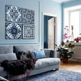 thumbnail image 2 of Bedroom Decor Canvas Wall Art Flower Pattern Prints Bathroom Abstract Pictures Modern Navy Framed Wall Decor Artwork for Walls Hang for Bedroom 4 Pieces Wall Decoration Size 14x14 Each Panel, 2 of 6