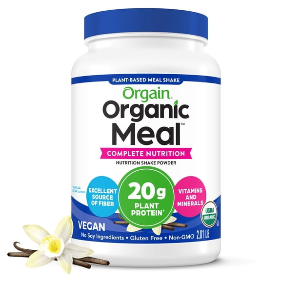 Orgain Organic Vegan Meal Replacement Powder, 20g Plant Based Protein, Vanilla 2.01lb