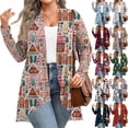 thumbnail image 5 of Women's Fall and Winter Fashion Casual Print Long Sleeve Mid-Length Cardigan Jacket, Christmas Theme for Holiday Season,Light Blue,5XL, 5 of 6