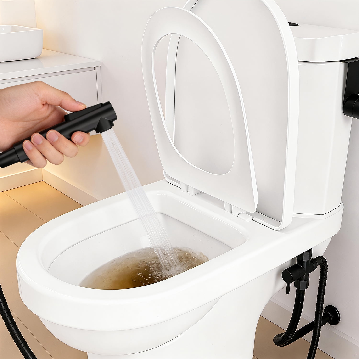 Handheld Diaper Sprayer for Toilet, Stainless Steel Bidet Attachment with Shut Off Valve