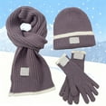 thumbnail image 2 of BRICH Winter Beanie Hat Scarf Gloves Set Long Scarf Neck Warm Knit Hat Warmer Winter Gloves Sets for Men Women Purple One Size, 2 of 5