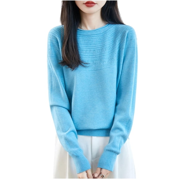 DAFPZW Wool Sweaters for Women Fall Winter Warm Soft Knitted Tops Casual Loose Pullover Crew Neck Long Sleeves Shirts