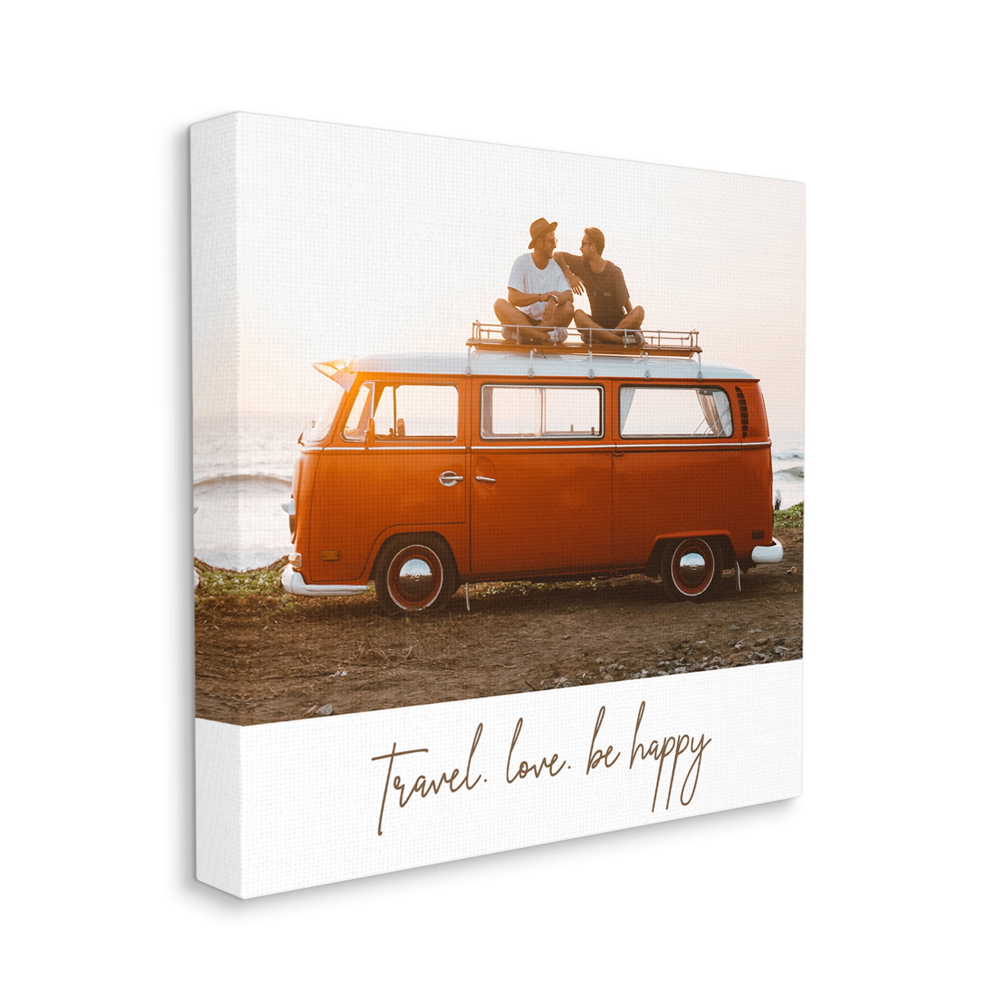 Stupell Industries Travel Love Happy Phrase Retro Beach Van Romance, 24 x 24, Design by Birch&Ink