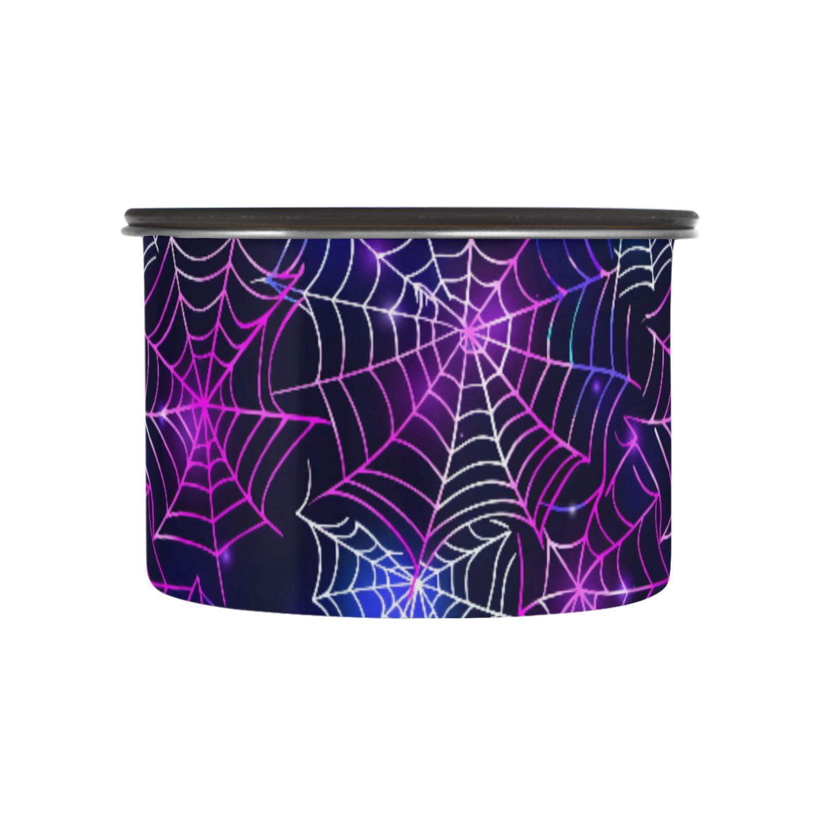 Halloween Spider Colorful Airtight Coffee Bean Canister 30oz Food Storage Containers with Lids For Gournd, Tea, Sugar, Flour, Rice, Cereal, Candy Cookie Jar