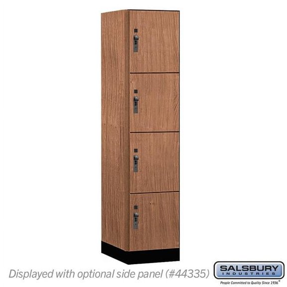 Salsbury Industries 18-44161RO 18 in. Wide Premier Wood Locker - Four Tier - 1 Wide - 6 ft. High - 21 in. Deep - Red Oak - Hasp
