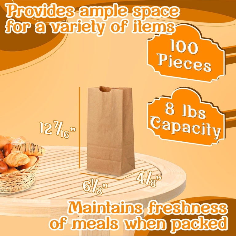 MT Products Large Snack Catering Disposable Brown Paper Lunch Bags
