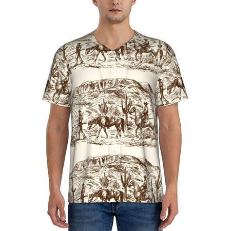 Hirioo Western Desert Cowboys2 for Men s Baseball T-shirt Shirts Short Sleeve Casual Summer Button Stretch T Shirts Size S-4XL-XX-Large