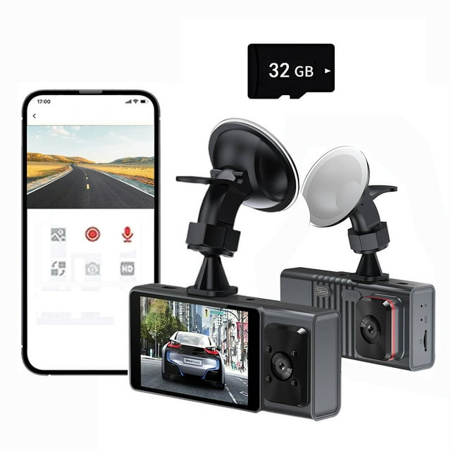Kbndieu Vehicle Cameras Dash Cam with Wifi 1080P Fhd Car Driving Recorder Two Lens Dashboard Car Cameras HD Nightc Vision/G Sensor/Parking Monitor/Loop Recording with 32G Card Home Essentials