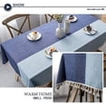 thumbnail image 2 of Mantel de empalme a prueba de polvo, mantel rectangular, decoración de borlas, adornos para mesa de té de jardín (140*140 cm, azul oscuro y azul claro), 2 of 5