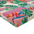thumbnail image 4 of Ambesonne Geometric Floral Fitted Sheet, Exotic Monstera, Queen Size, Jade Green Pink Cream, 4 of 5