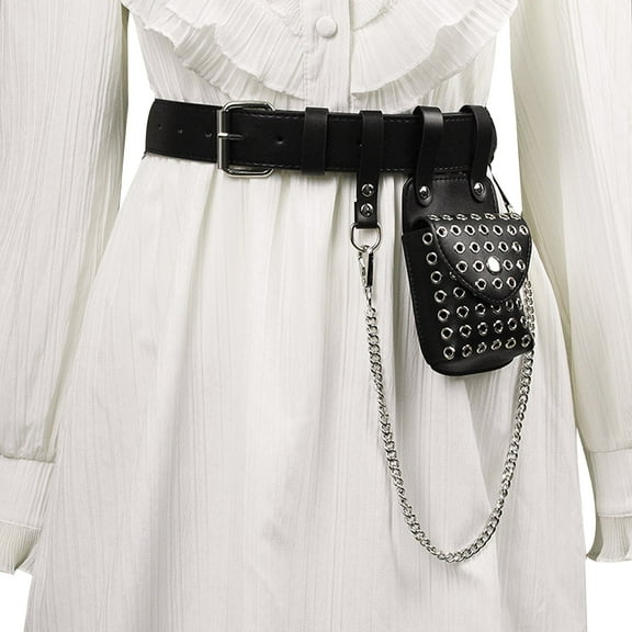 Faux Leather Waist Bag Large Capacity Belt Bag Women Crossbody Waist Bags with Belt Chain Bag Purse Clutch