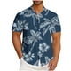 thumbnail image 1 of Blusa y camisa de manga corta con cuello vuelto para hombre, informal, a la moda, con estampado de bolsillo y botones, de poliéster., 1 of 5