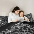 thumbnail image 5 of Feelyou Dreamy Black Grey Fashion Queen Comforter Set, Cheetah Leopard Print Bedding Sets, Princess Style Reversible Bedding Comforter Set, Luxury Bedroom Decor, 3pcs, 5 of 8