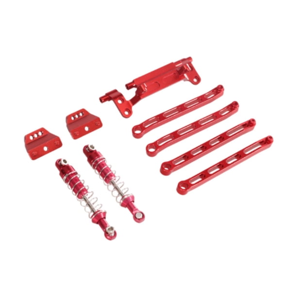 Juego de amortiguadores y soportes de varilla de tracción de metal para coches RC, accesorios de bricolaje rojo